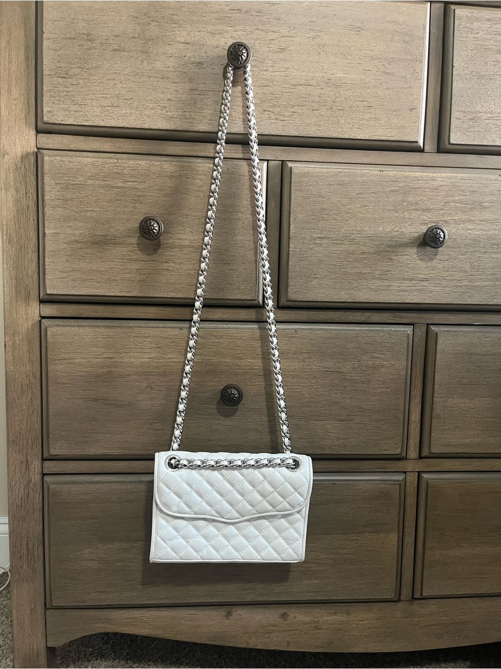 Rebecca Minkoff White Quilted Crossbody with Chain Strap